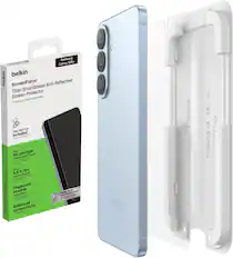 Samsung Galaxy S26+
Belkin ScreenForce Anti-Reflective Titan SmartShield Screen Protector
Protection d'écran antireflet
Easy Align tray included
Up to 18x stronger than traditional glass*
Up to 6.5 ft./2m drop protection
Fingerprint scanner compatible
Engineered with Nano-Technology
Enhanced screen clarity
*Based on internal testing
SAMSUNG D A.1 REV AX 100-01846
