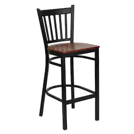 Flash Furniture - HERCULES Series Black Vertical Back Metal Restaurant Barstool - Cherry Wood Seat - Red