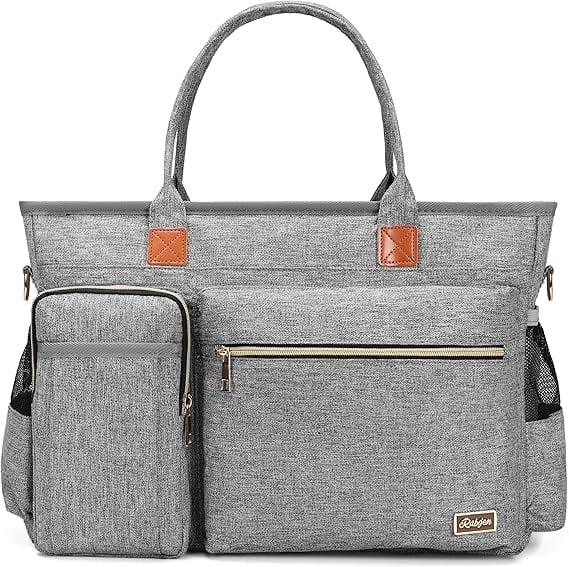 Vulpecula Spade - Laptop Tote Bag, Middle Size Computer Messenger Teacher Bag with 15.6'' Padded Laptop Sleeve - Gray