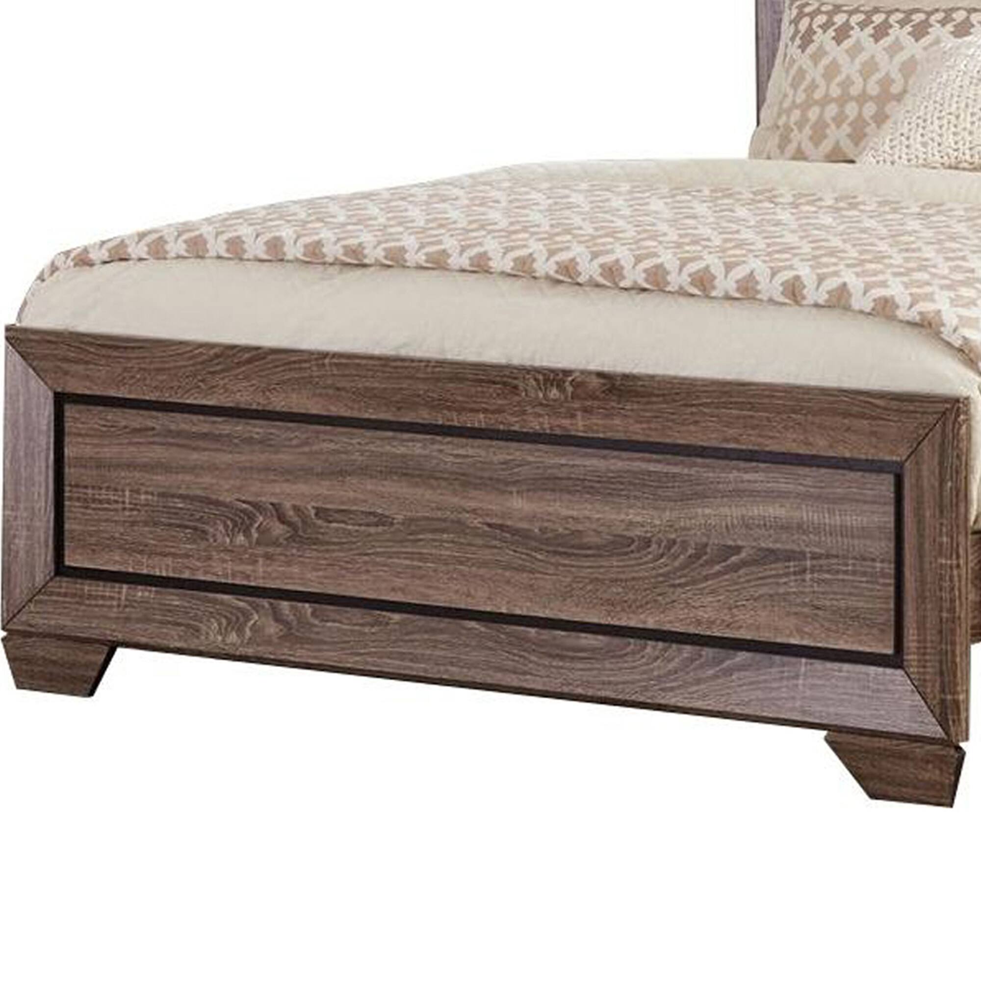 Alt View 3. Manhattan Lane - Transitional Style Eastern King Bed with Plank Headboard - Brown.