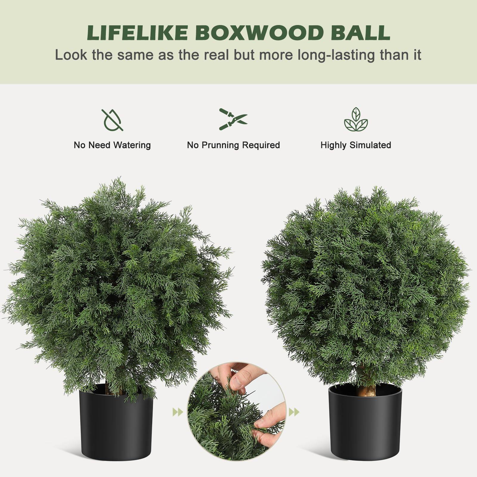LIFELIKE BOXWOOD BALL  
Look the same as the real but more long-lasting than it  

No Need Watering  
No Pruning Required  
Highly Simulated