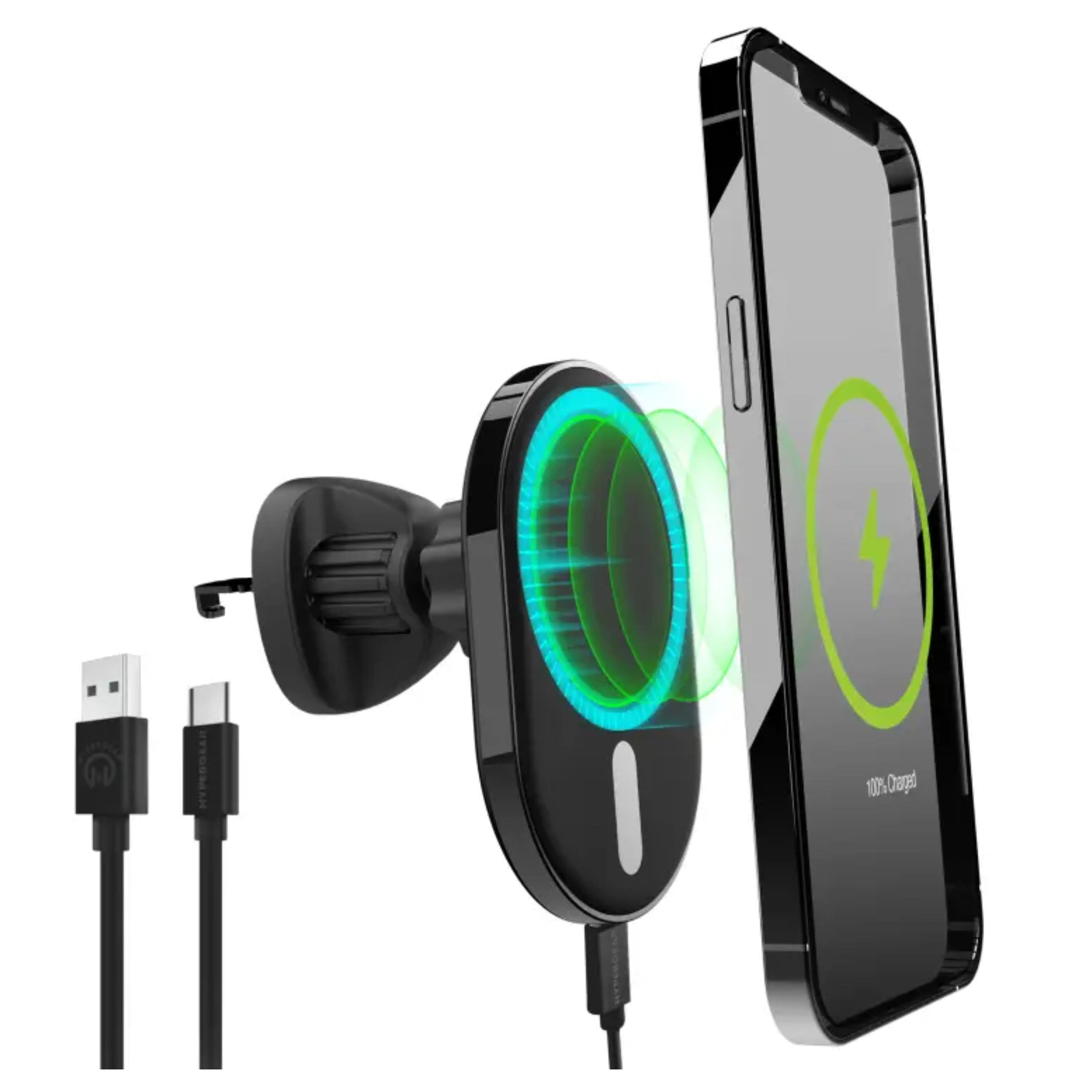 Kitcheniva - MagVent 15W Wireless Charging Mount for Smartphones Magnetic Vent Holder - Black