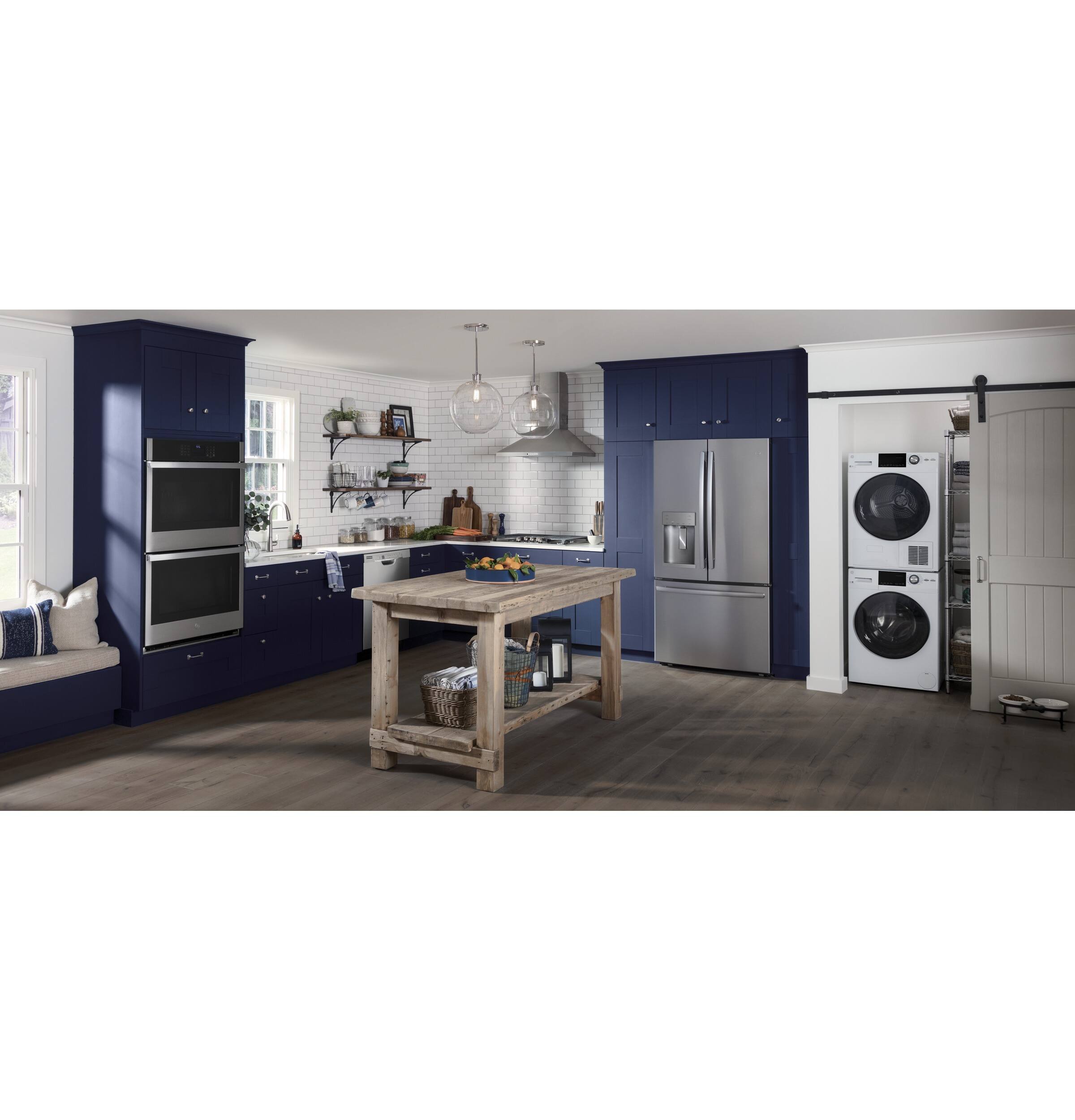 Alt View 5. GE - 2.4 Cu. Ft. High Efficiency Stackable Front Load Washer with Steam and Sanitize - White.