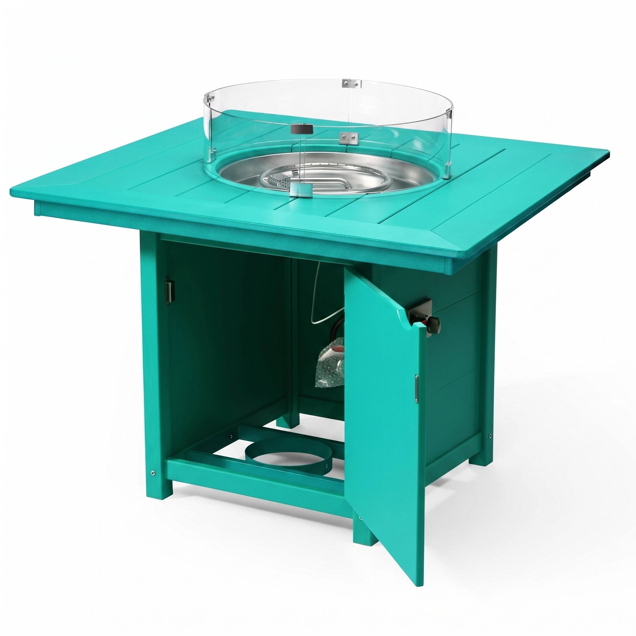 Left. WestinTrends - WestinTrends Helios Modern Outdoor Patio Propane 42" Square Fire Pit Table - Turquoise.