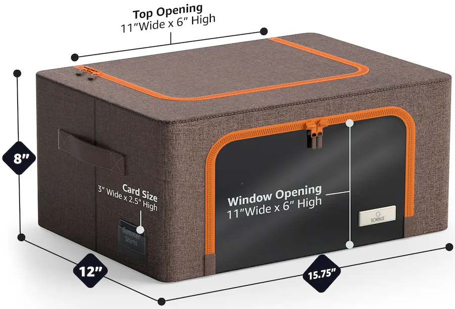 Box Collapsed Layout Sorbus 4 Pack Medium Foldable Storage Box, Large Window & Handles ...
