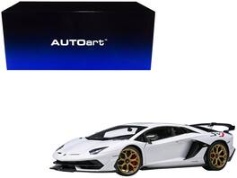 Lamborghini Aventador SVJ Bianco Asopo Wheels 1/18 Model Car by Autoart - Pearl White With Gold