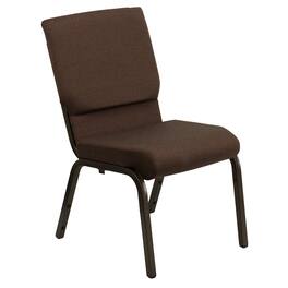Emma + Oliver - Stacking Auditorium Chair with 19" Seat - Brown Fabric/Gold Vein Frame