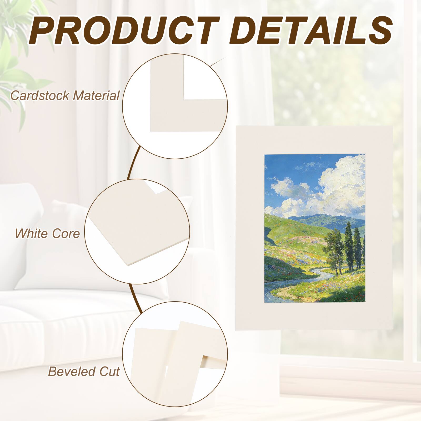 PRODUCT DETAILS  
- Cardstock Material  
- White Core  
- Beveled Cut