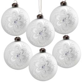Dexmalle - Dexmalle-D3.9 Christmas Tree Decorative Glass Hanging Ball,Set of 6 - White