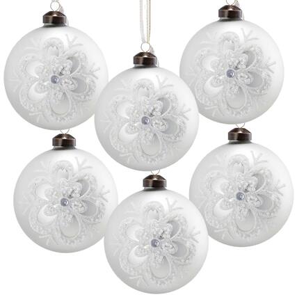 Front. Dexmalle - Dexmalle-D3.9 Christmas Tree Decorative Glass Hanging Ball,Set of 6-White - White.