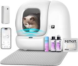 Petkit - PuraMax 2 Upgraded self-Cleaning Wifi Enabled Automatic Cat Litter Box for Multiple Cats with Litter Mat - White - Front_Zoom