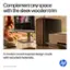 Complement any space with the sleek wooden trim. A modern wood-inspired design made with recycled materials. Monitor and printer sold separately. HP.
