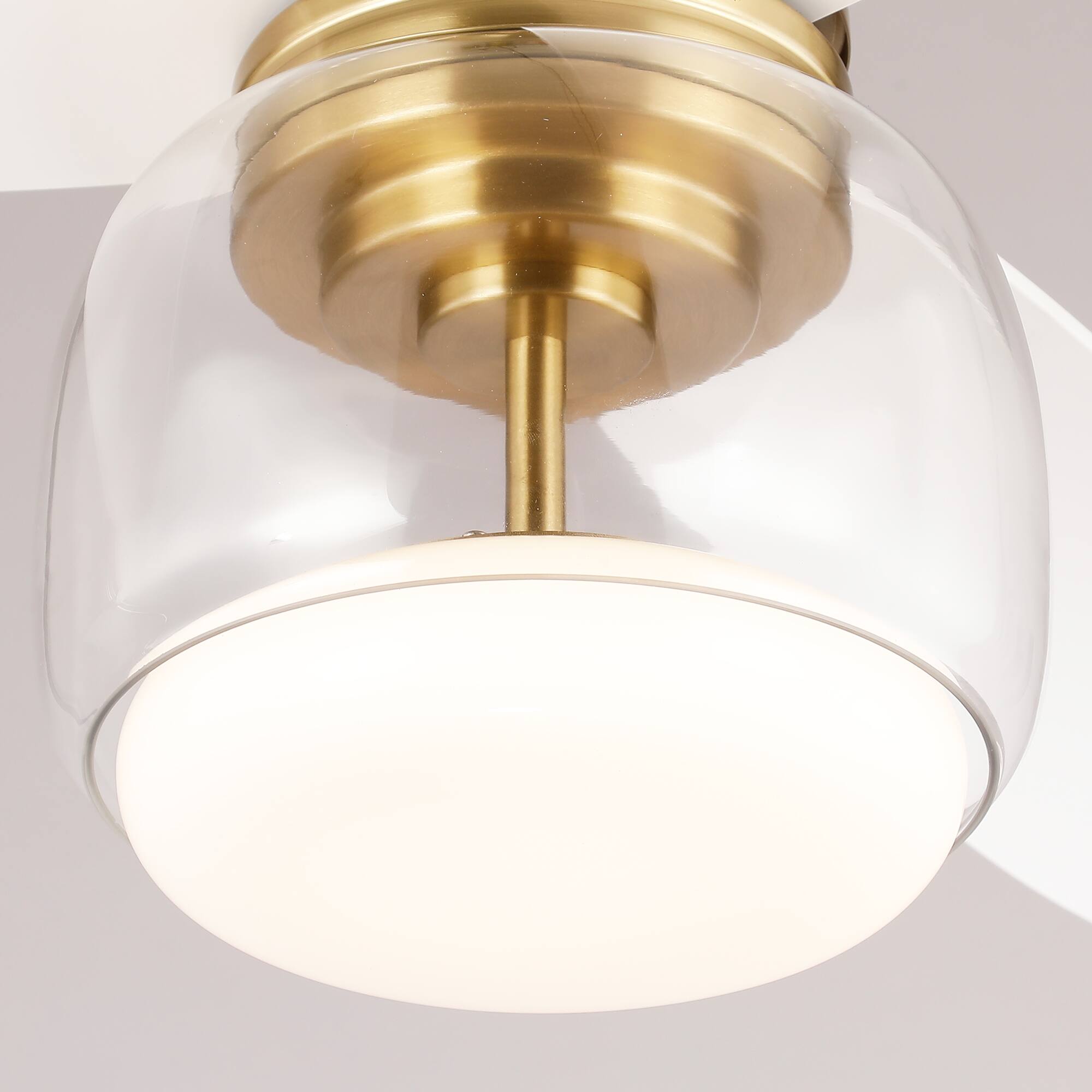 Alt View 6. Parrot Uncle - 52-Inch Modern Propeller 3-Blade Glass Dimmable LED Ceiling Fan with Light and Remote - White.