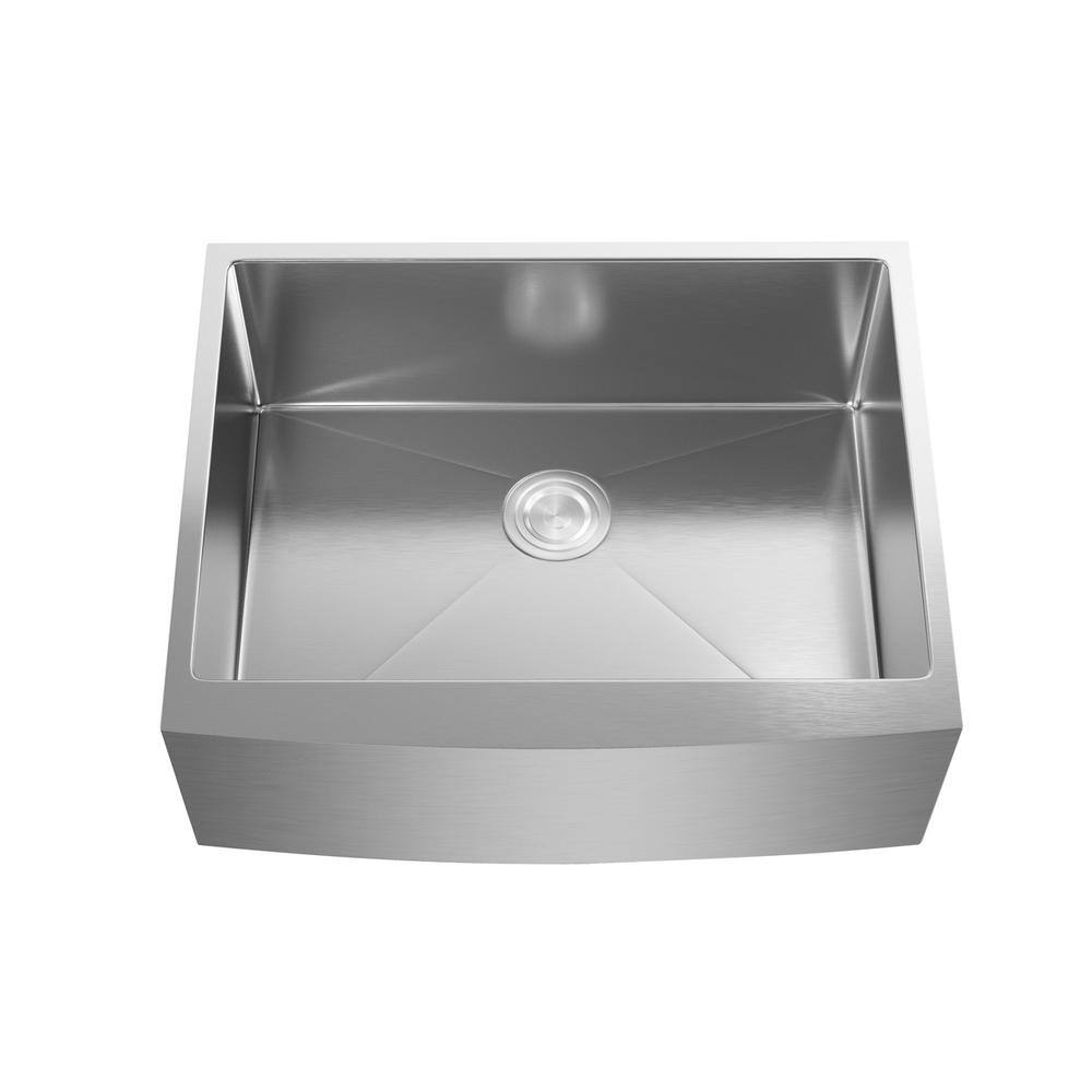 Back. Elegant Kitchen and Bath - Stainless Steel farmhouse kitchen sink L27'' x W22'' x H10" - Stainless Steel.