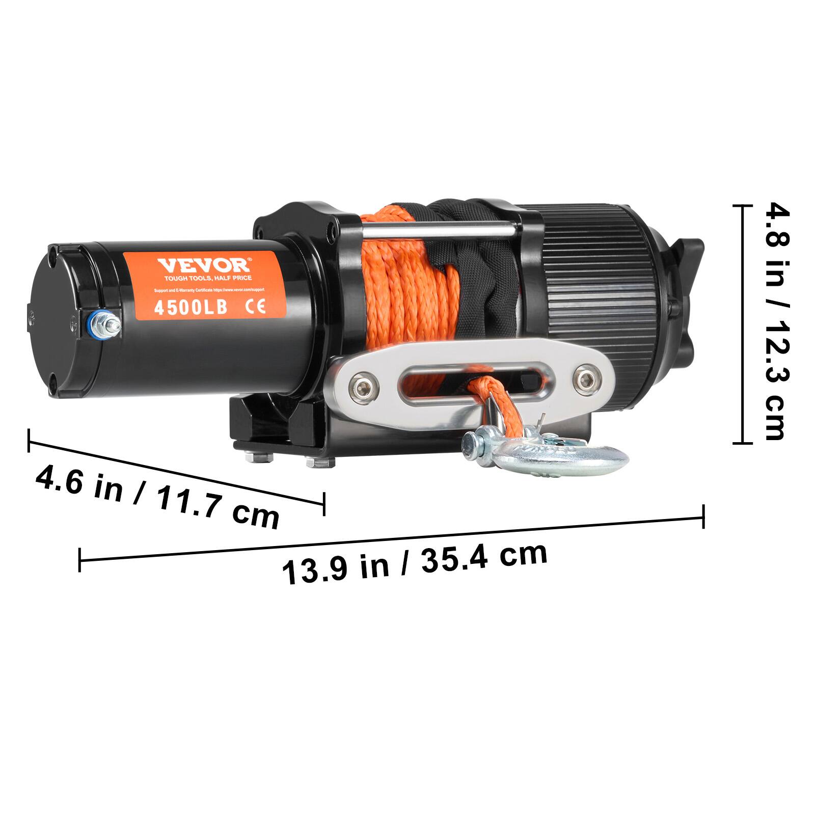 VEVOR TOOLS  
VALE PIE  
4500LB CE  
4.6 in / 11.7 cm  
13.9 in / 35.4 cm  
4.8 in / 12.3 cm