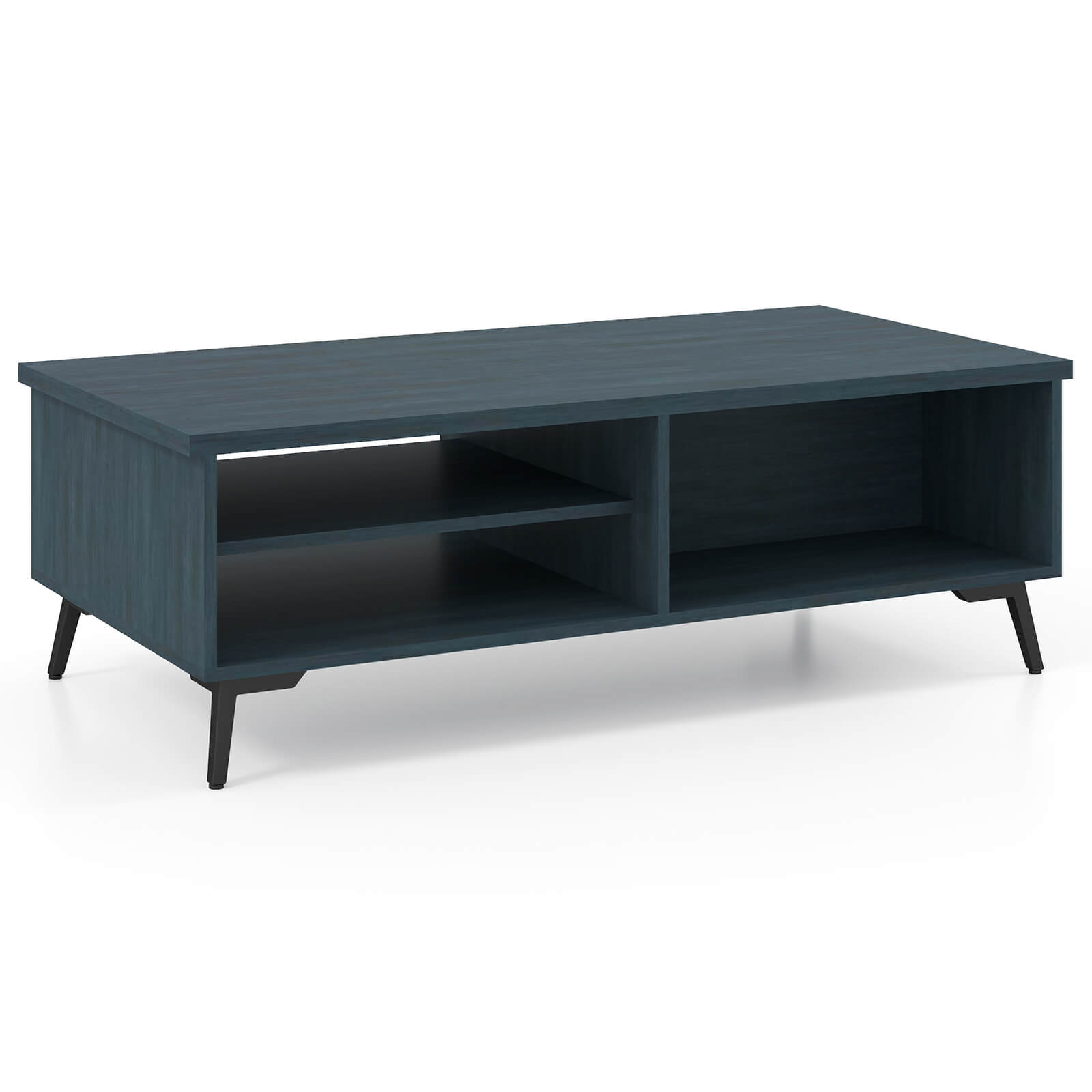 Alt View 9. Costway - Costway 2-Tier Rectangular Center Table with Storage Shelves & Compartments for Living Room - Charcoal Blue.