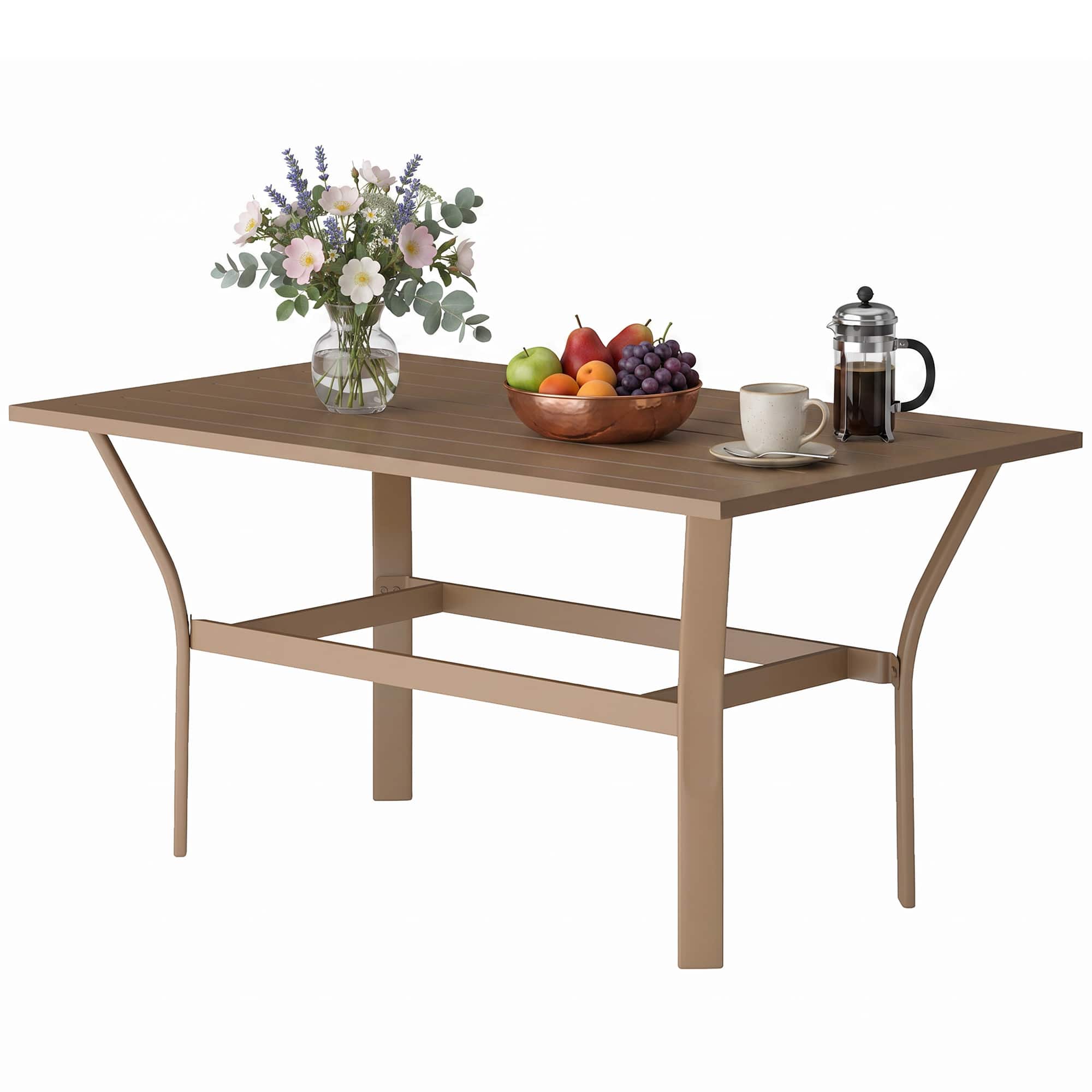Outsunny - Coffee Table with Slatted Tabletop - Brown