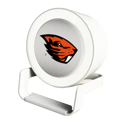 Front. Keyscaper - Oregon State Beavers Linen Print Nightlight Charger & Bluetooth Speaker - White.