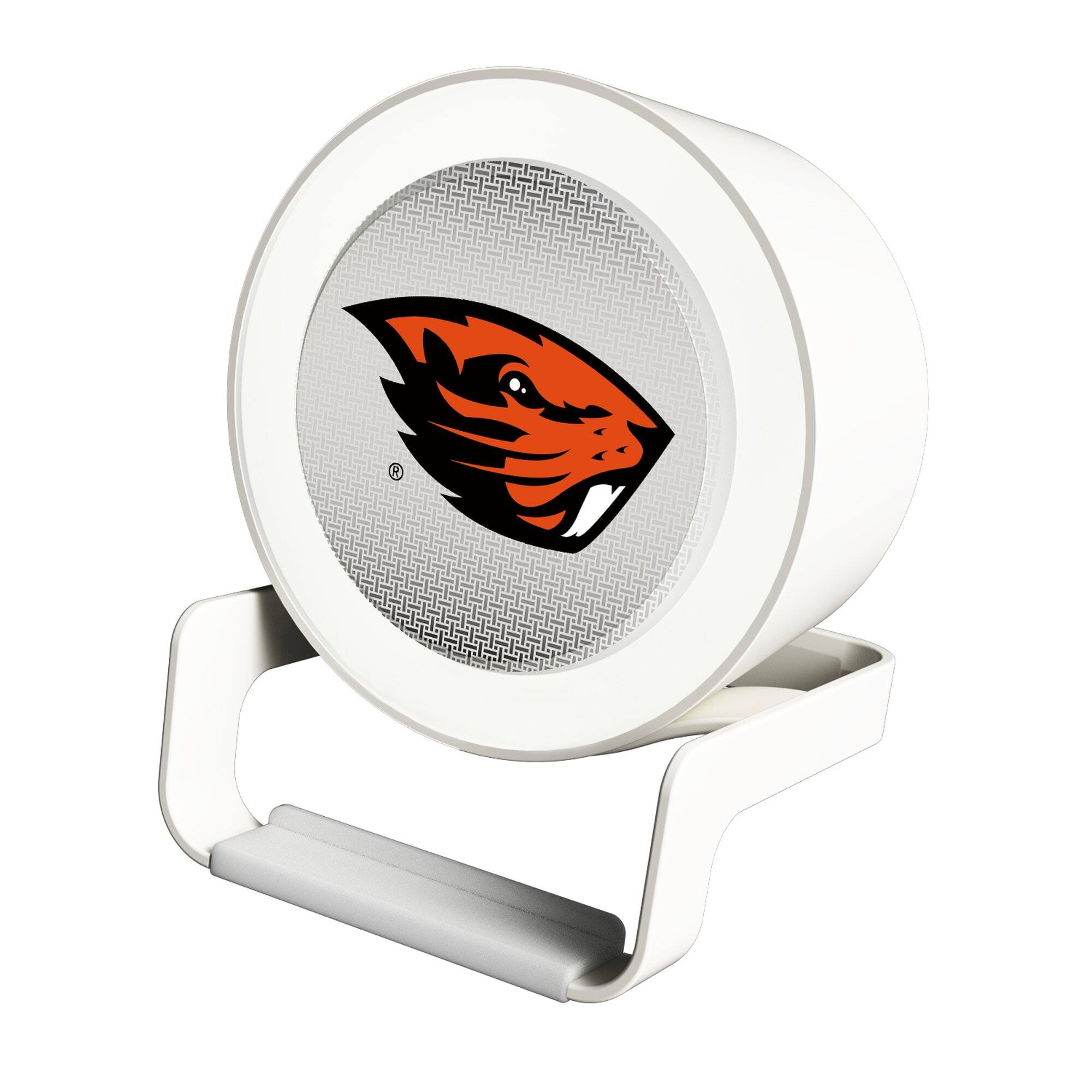 Front. Keyscaper - Oregon State Beavers Linen Print Nightlight Charger & Bluetooth Speaker - White.
