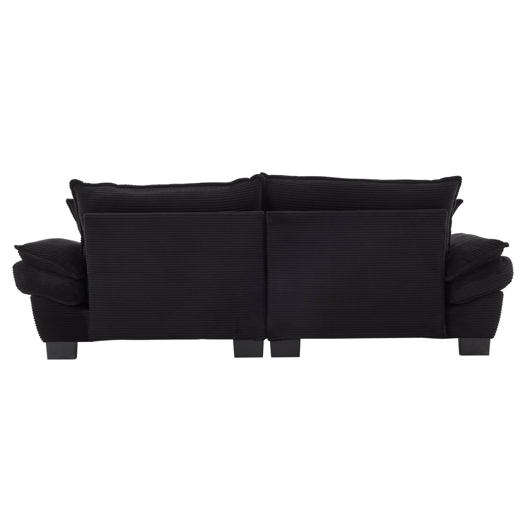 Alt View 2. GOODSILO - Plush Corduroy Convertible Sofa Bed | Deep-Seating Sleeper with Accent Pillows for Home & Office - Black.