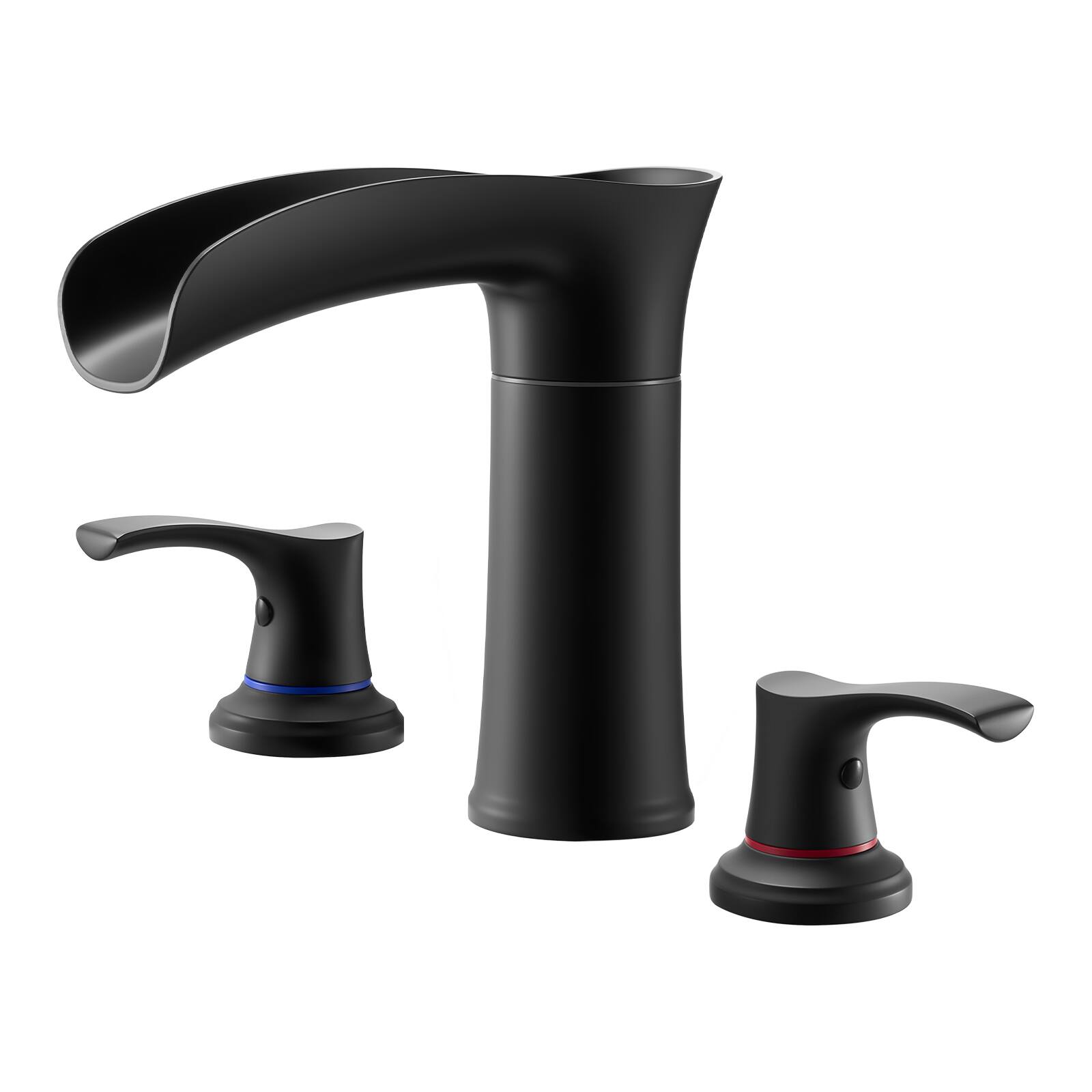 Alt View 5. VEVOR - Roman Tub Faucet, 3 Hole Waterfall Bathtub Faucet, Zinc Alloy Bath Tubs Faucets Set with 2 Handles - Black.