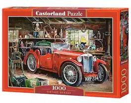 1000 Piece Jigsaw Puzzle, Vintage Garage, automobile, Classic car, Adult Puzzle, Castorland C-104574-2 - Red