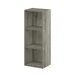 FurniFact - 3-Tier Open Shelf Bookcase with No Tool Assembly - French Oak