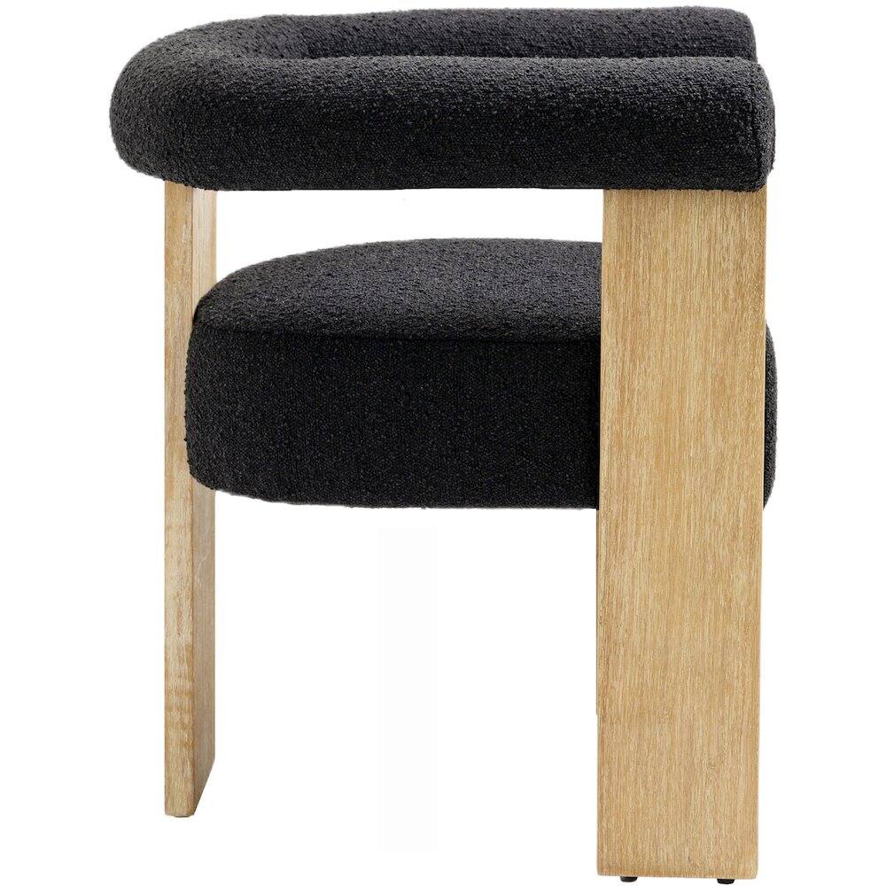Alt View 4. Meridian Furniture - Barrel Black Boucle Fabric Dining Chair - Black.
