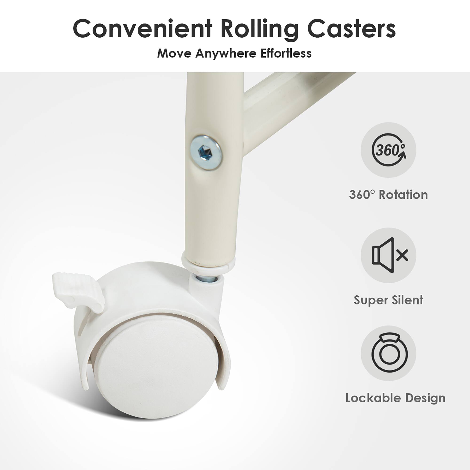 Convenient Rolling Casters: Move Anywhere Effortless, 360 Rotation, X Super Silent, Lockable Design