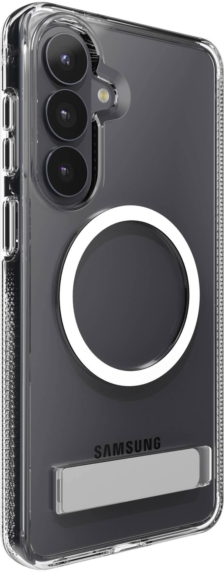 Angle. ZAGG - Crystal Palace Snap Magnetic Case with Kickstand for Samsung Galaxy S26+ - Clear.