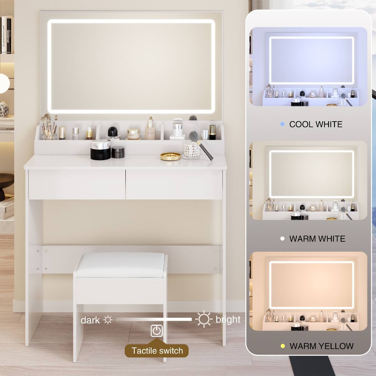 2 CHEESE  
KIABOLE  
EXIT  
COOL WHITE  
WARM WHITE  
dark  
bright  
Tactile switch  
WARM YELLOW