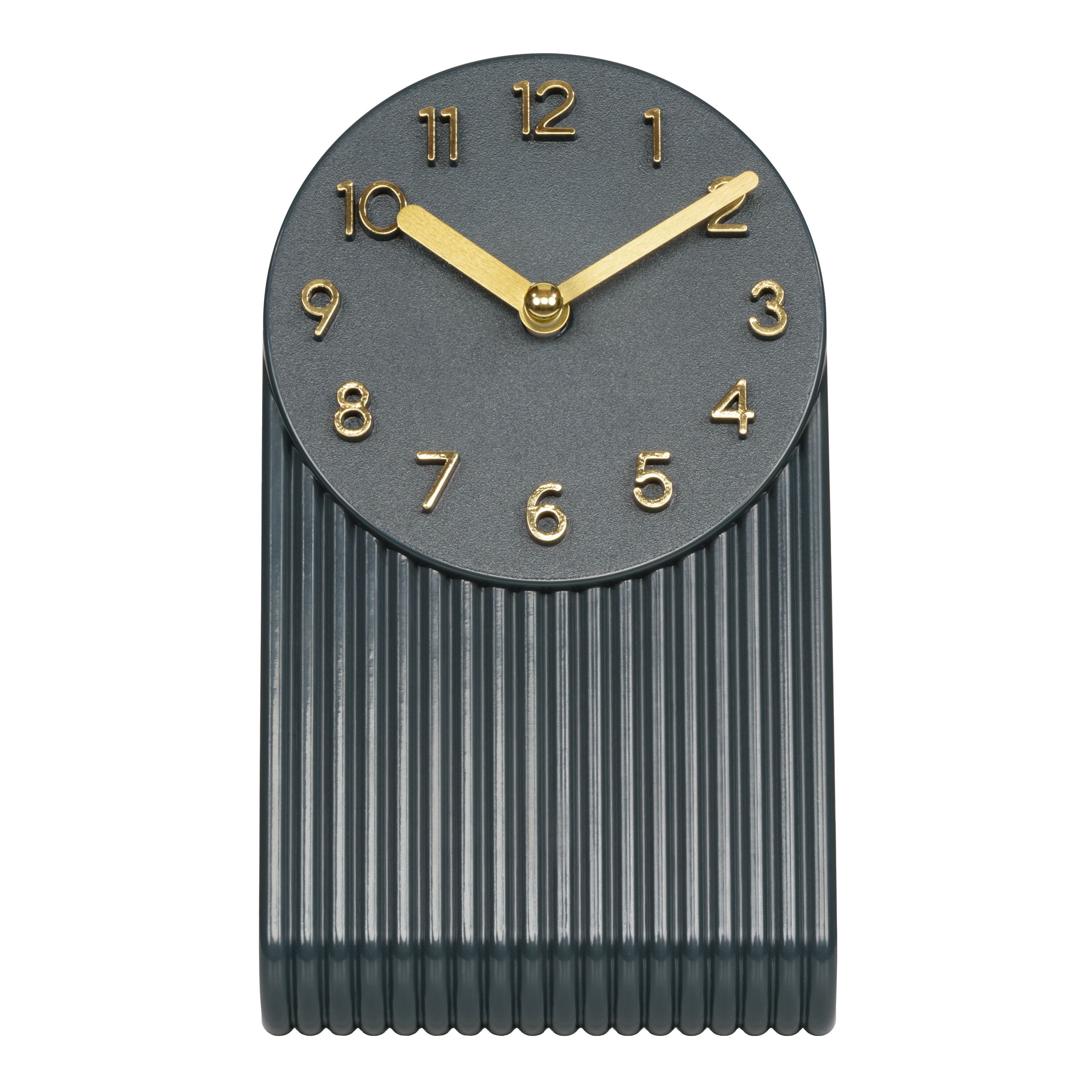 La Crosse Clock Co. - Grooves Quartz Analog Table Clock, Midnight - Gray