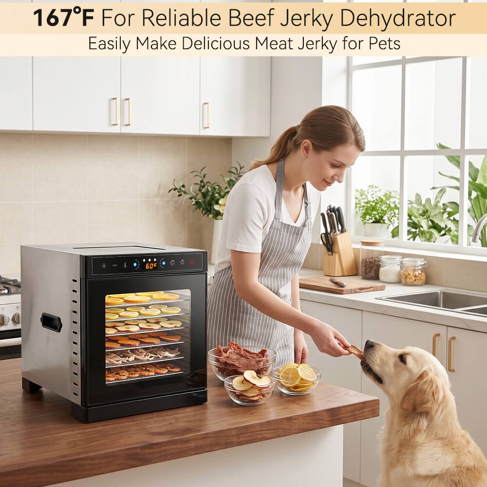 167°F For Reliable Beef Jerky Dehydrator  
Easily Make Delicious Meat Jerky for Pets
