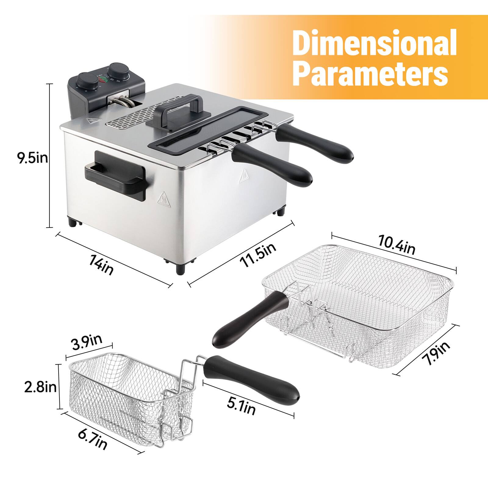 Dimensional Parameters

- 9.5in
- 14in
- 11.5in
- 10.4in
- 7.9in
- 6.7in
- 5.1in
- 3.9in
- 2.8in