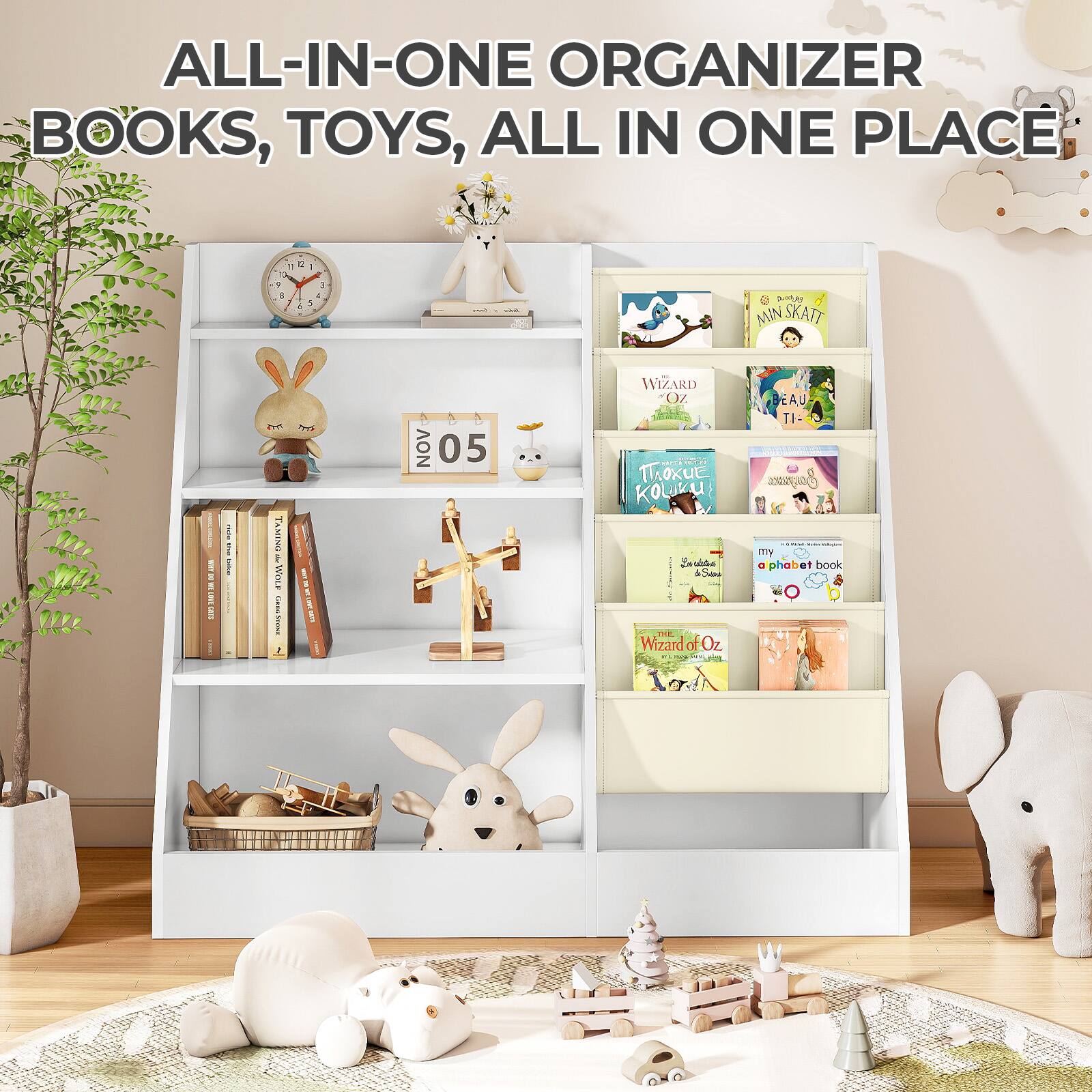 ALL-IN-ONE ORGANIZER  
BOOKS, TOYS, ALL IN ONE PLACE  

1. L - . 4 d - 1 - 9 Se MIN SKATT WHEIO i i I  
TAMINO VOL I | r !  
I NOV 05 WIZARD OZ  
KOLUKU  
A  
Wizard of Oz  
1 EAU TI e TY a phabet book