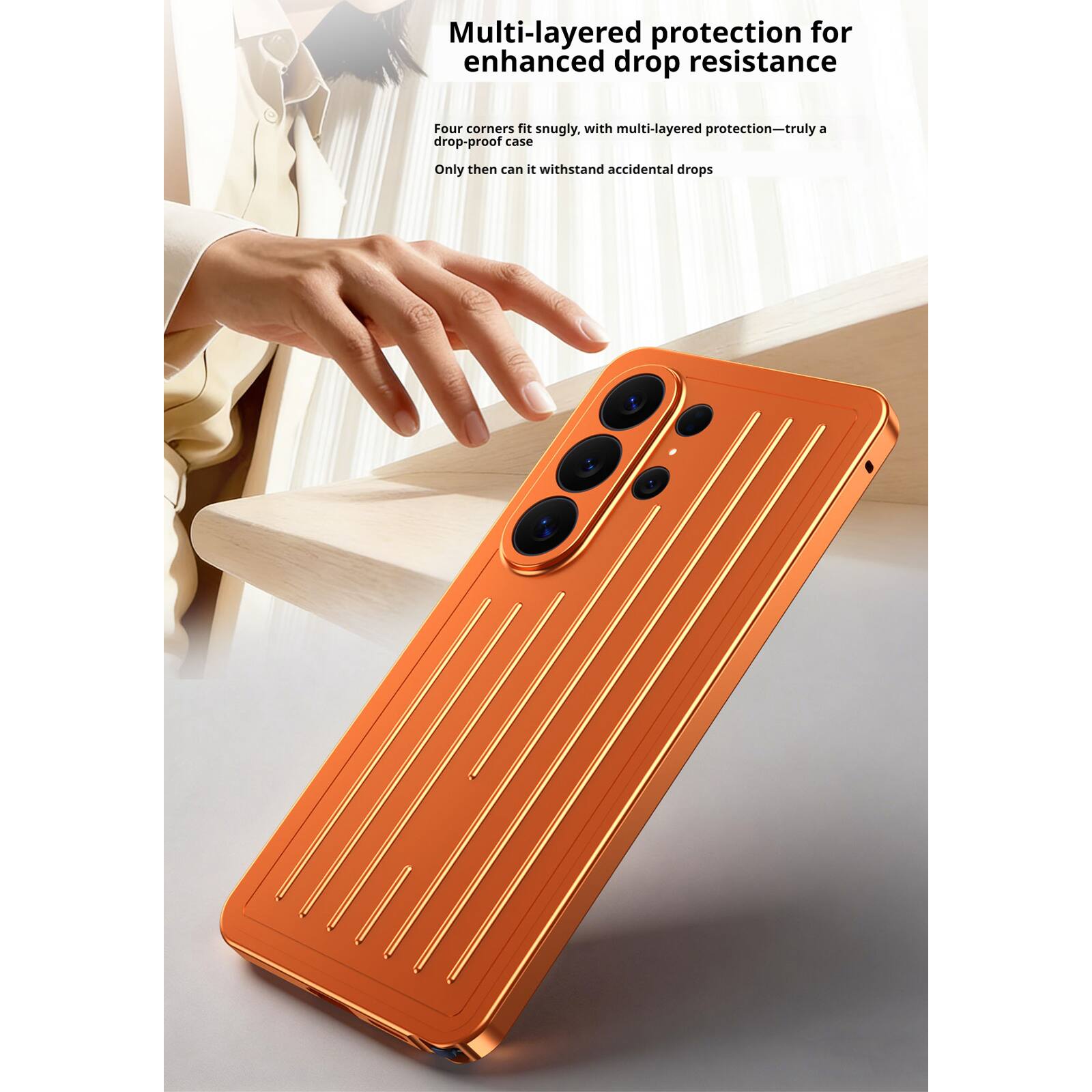 Multi-layered protection for enhanced drop resistance

Four corners fit snugly, with multi-layered protection—truly a drop-proof case

Only then can it withstand accidental drops
