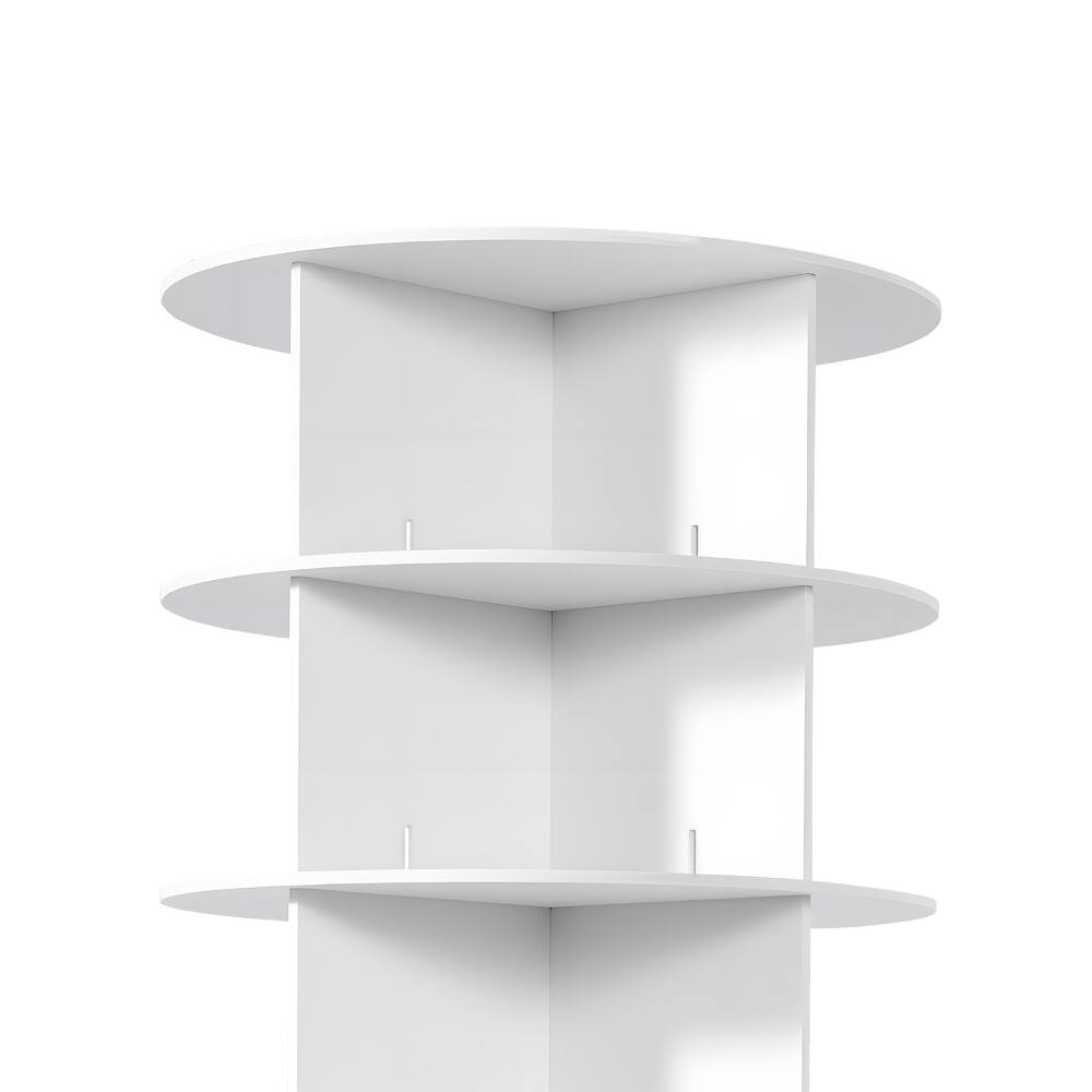 Left. Loheer - Loheer 6 Tier Rotating Shoe Rack, Freestanding Lazy Susan Shoe Organizer with Boot Storage, White - White.