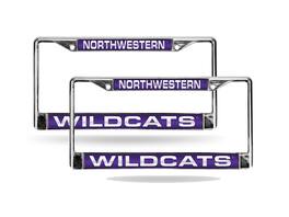 Rico Industries - Northwestern Wildcats Chrome Metal Laser Cut License Plate Frame - Set of 2 Frames - Multi