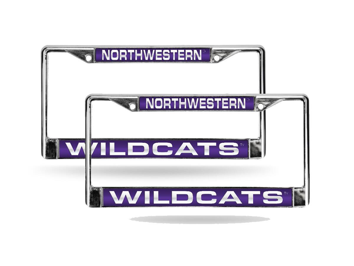 Northwestern Wildcats Chrome Metal Laser Cut License Plate Frame - Set of 2 Frames