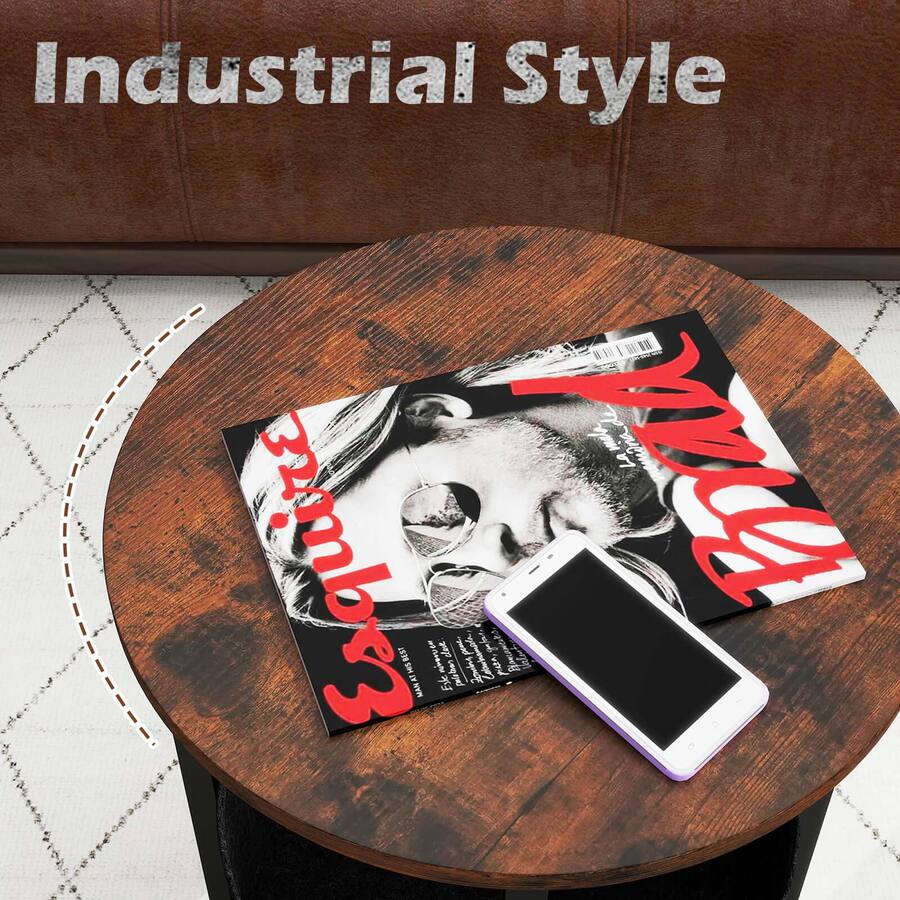 Costway 2 PCS Round End Table with Felt Storage Basket Sturdy Metal ...