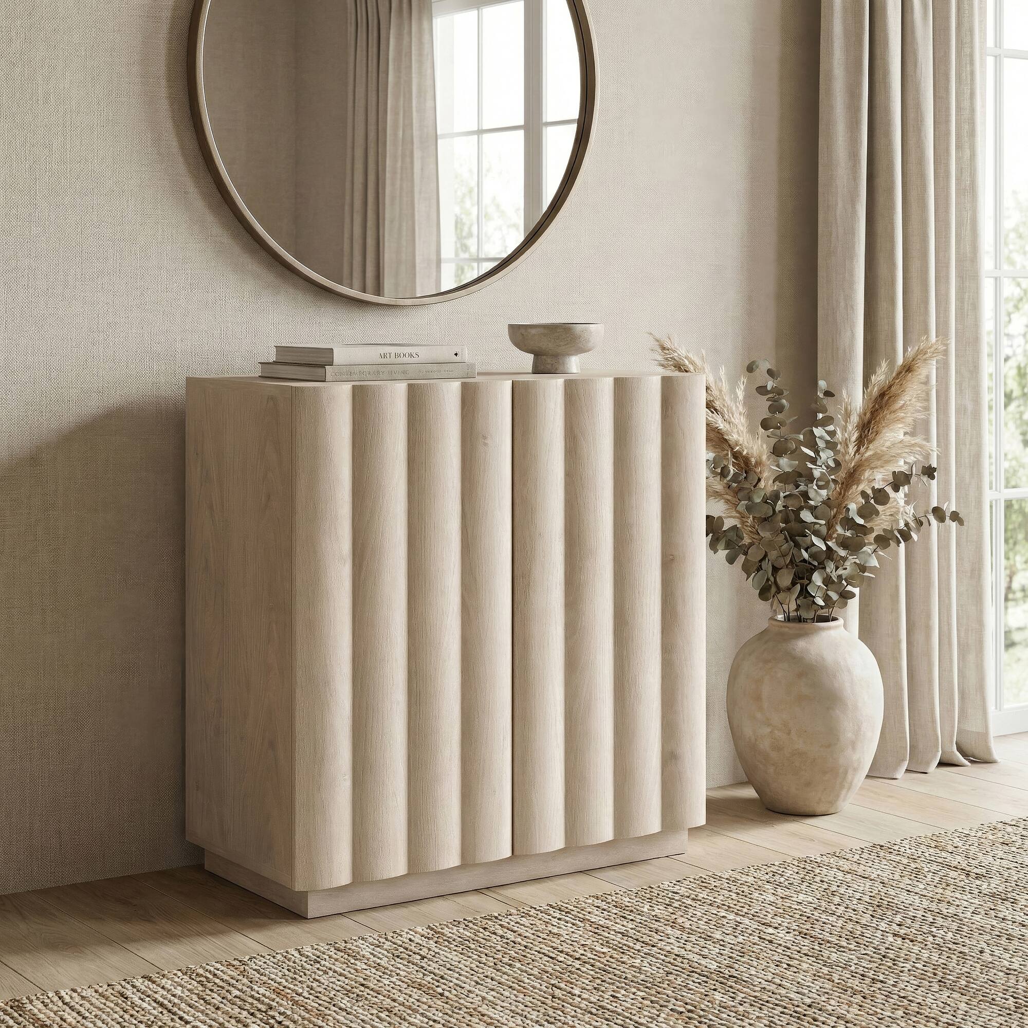 Alt View 1. Hudson&Canal - Molly 28" Wide Rectangular Fluted Accent Cabinet - White.