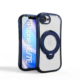 Dteck - Magnetic Case for Apple iPhone 17e with 360 Ring Stand and Strap, Shockproof TPU Phone Cover Built-in Lens Protector - Blue