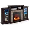 Costway - Fireplace TV Stand with Led Lights & 18" Electric Fireplace For 65" Wall-Mounted TV - Dark Brown