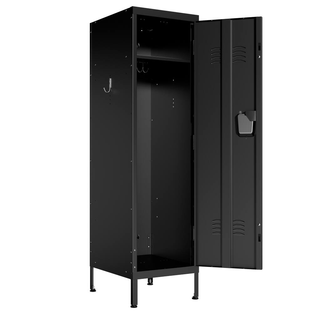 Alt View 9. Loheer - Loheer 55 Inch Tall Metal Wardrobe Cabinet, Waterproof Steel Clothing Locker with Lock and Ventilated Door - Matte Black.