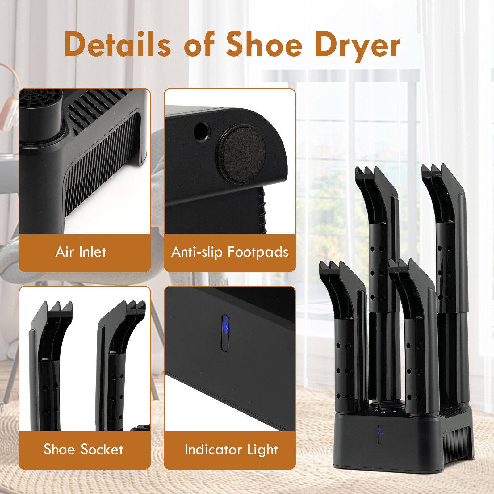 Details of Shoe Dryer

Air Inlet
Anti-slip Footpads
Shoe Socket
Indicator Light