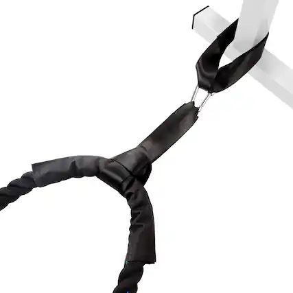 Front. GSE Games & Sports Expert - Battle Rope Anchor Strap Kit Accessories with 1 Carabiner, 2 Nylon Straps, 1 Protecting Cover - Black.