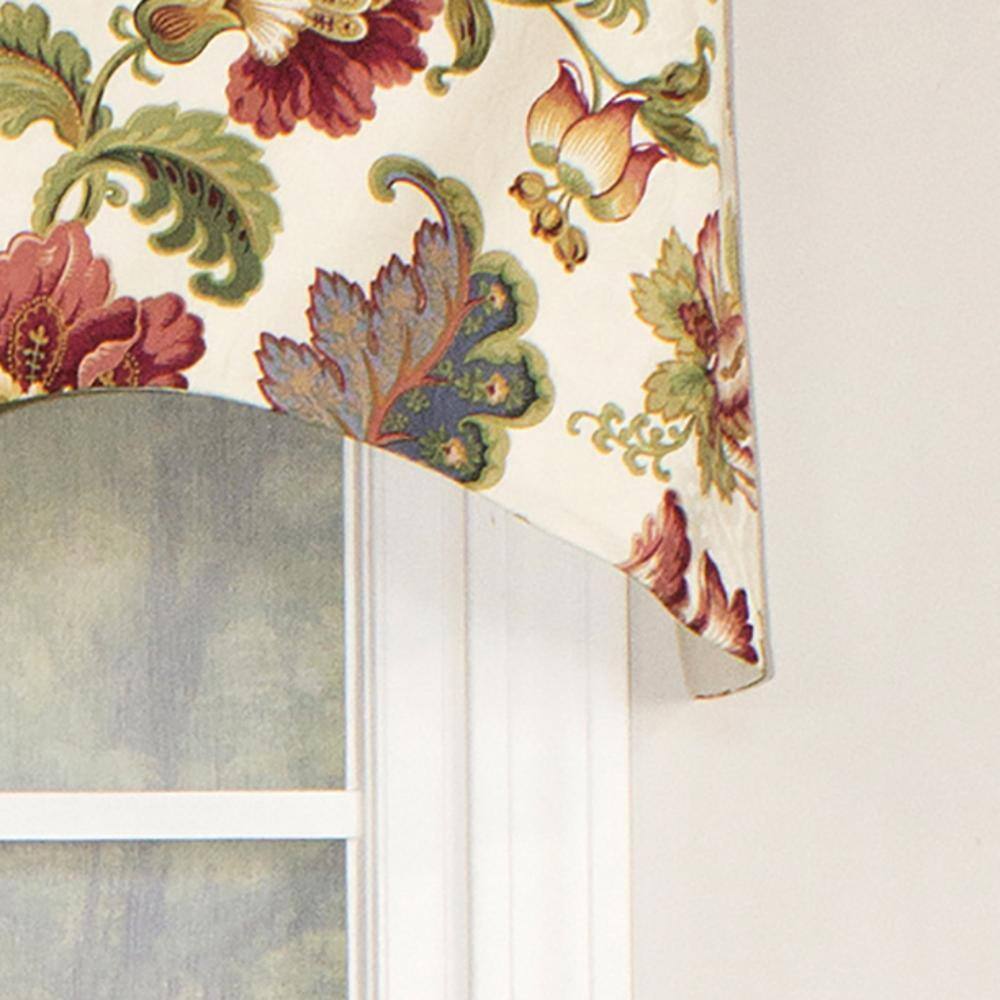 Left. RLF Home - RLF Home Noblesse Cornice 3" Rod Pocket Valance 50" x 17" Multicolor - Eggshell.
