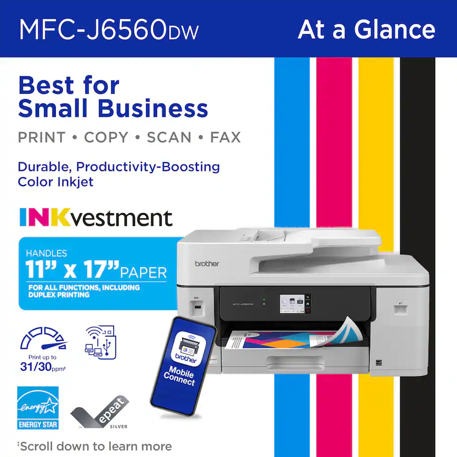 Brother INKvestment 6560 Wireless Color All in One Inkjet Printer with ...