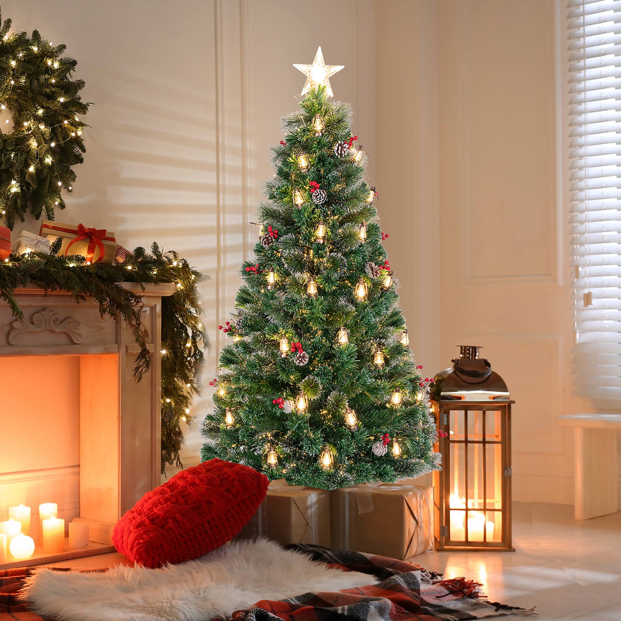 Alt View 3. Gymax - Gymax 6 FT Christmas Tree Artificial Xmas Tree w/ 8 Lighting Modes 64 Warm LED Lights - Green, White.