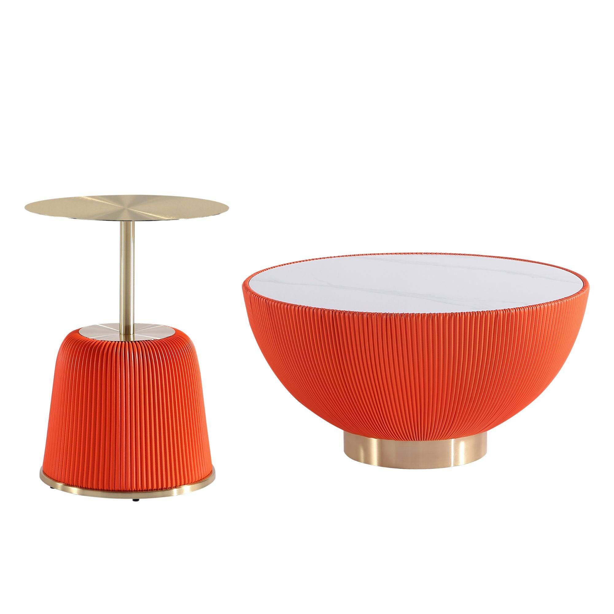 Front. Manhattan Comfort - Anderson Modern 2-Piece Coffee Table & End Table Set - Orange.